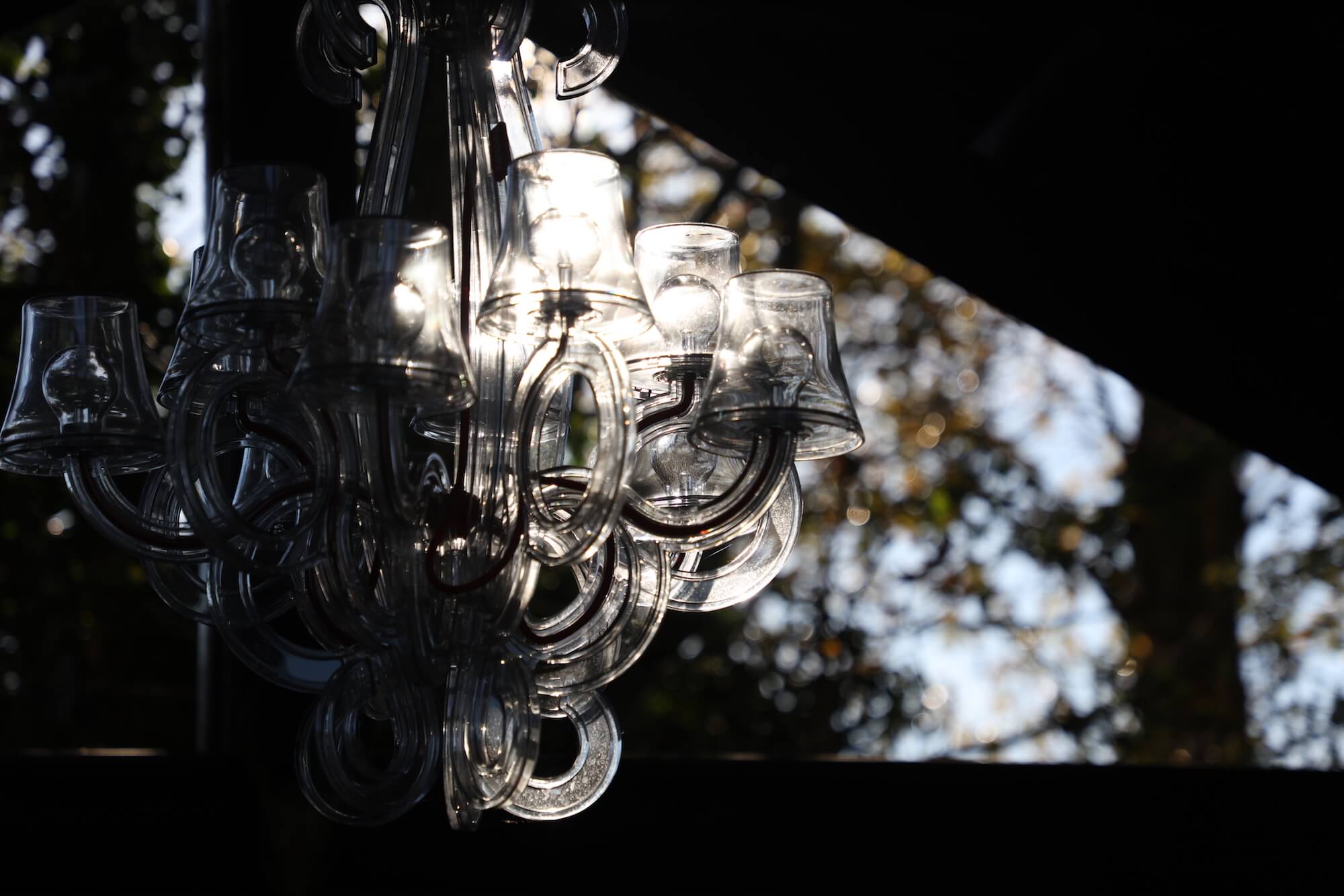 outdoor Fatboy chandelier in a oxfordshire landscape design